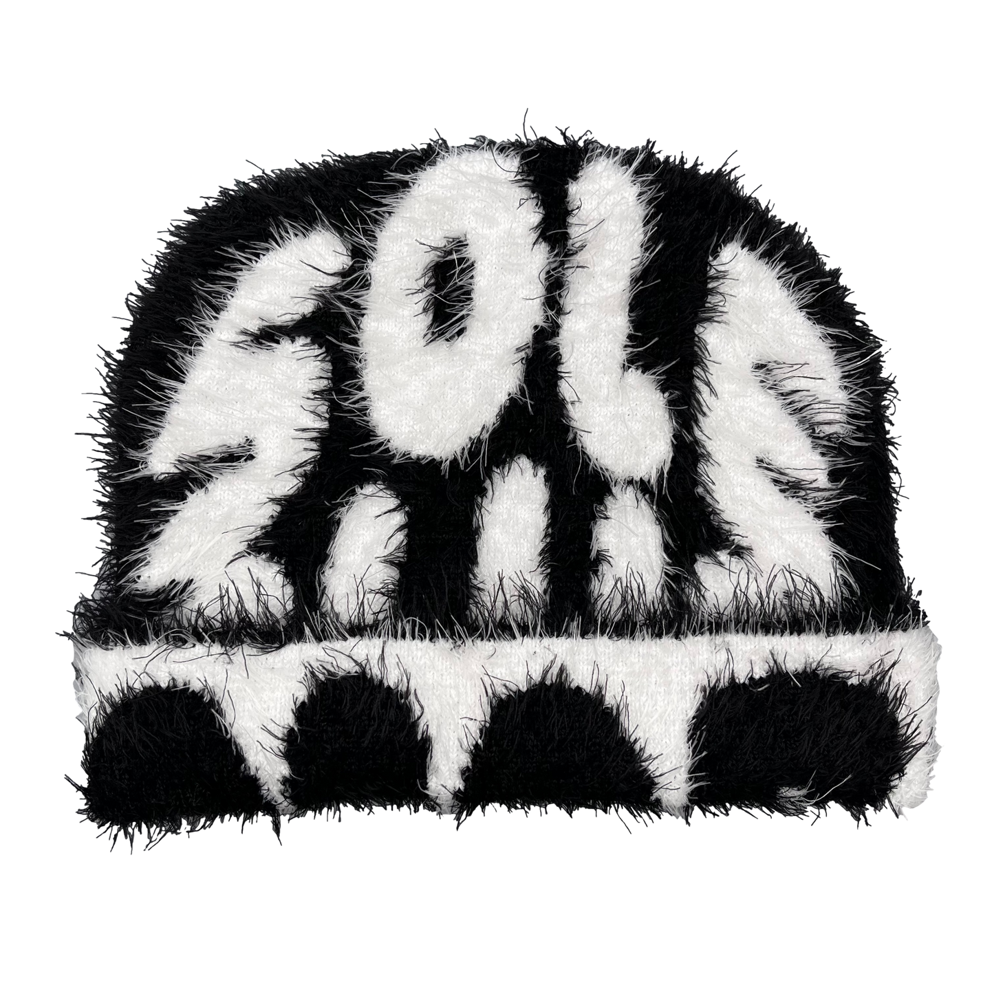 Black Panda Mohair Beanie | Soft & Warm | Stylish Winter